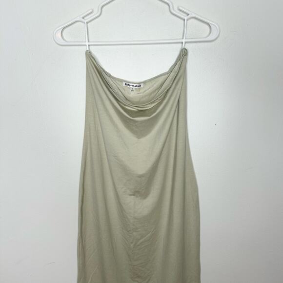 Reformation Galactic Knit Strapless Tube Dress Tan - Picture 2 of 5